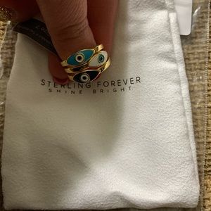 14K Gold Plated Evil Eye 3 piece stackable rings.